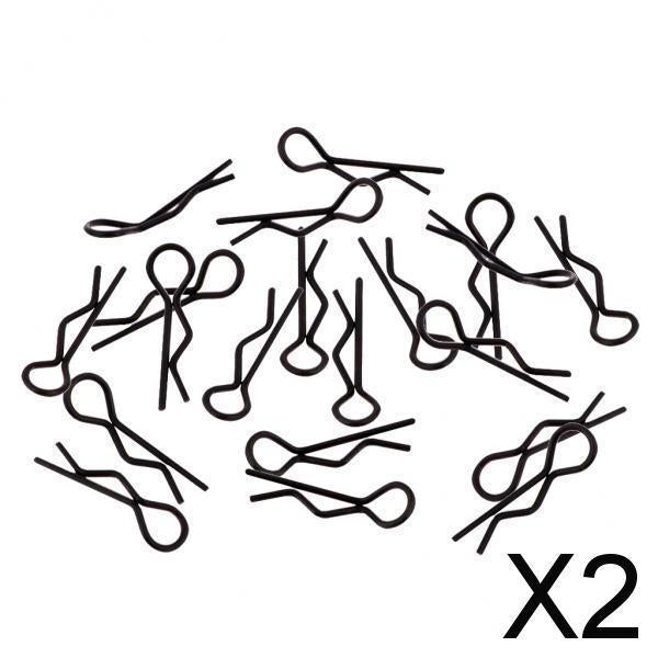 2x20Pcs R-type Body Shell Clip For 1/10 1/12 1/16 RC Crawler Truck Black