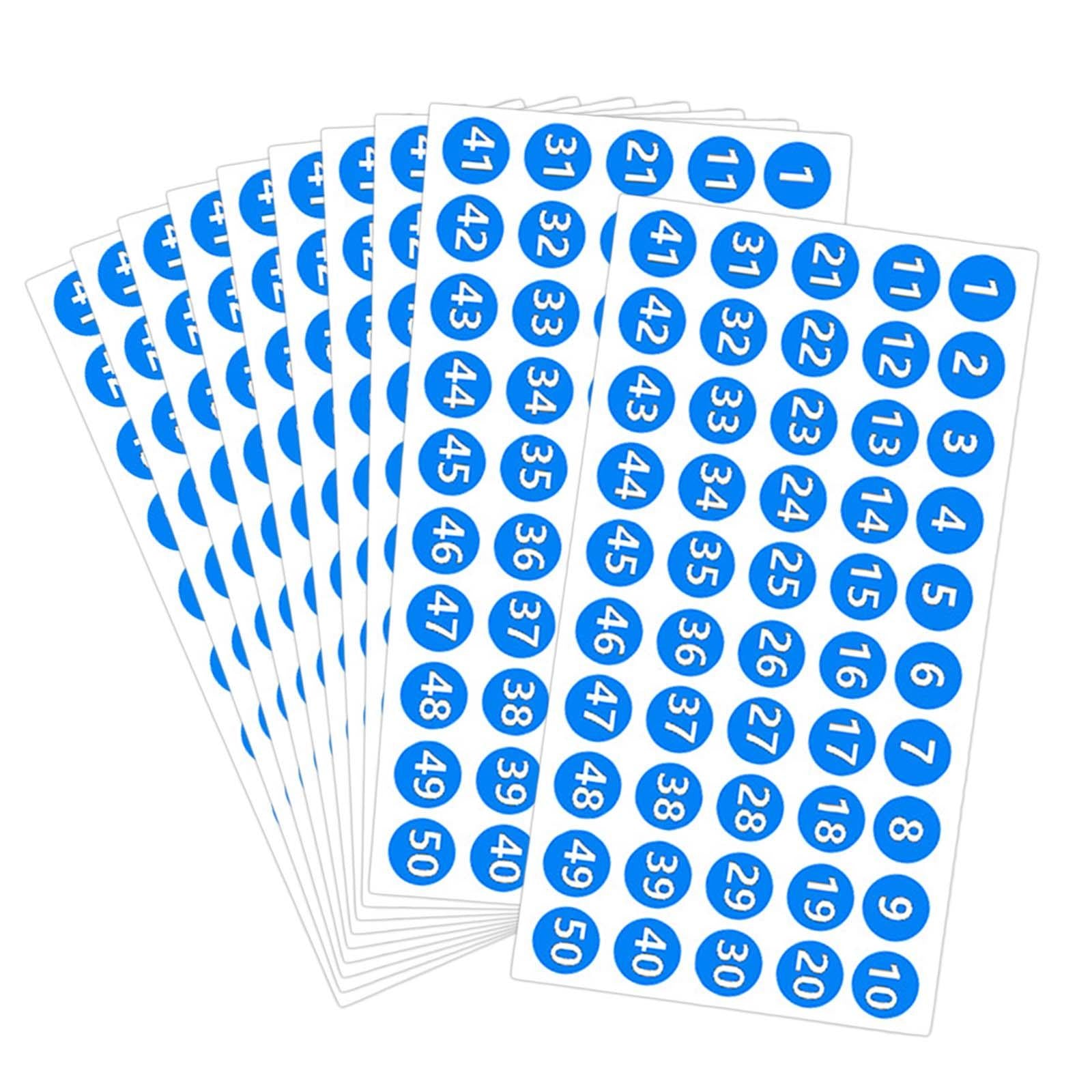 Number Inventory Stickers Round Labels for Letter Sales Bags Food Containers blue