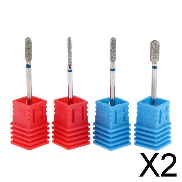 2x4pcs Nail Drill Bits 3/32 Diamond Cuticle Clean Electric Files Buffing Bits"