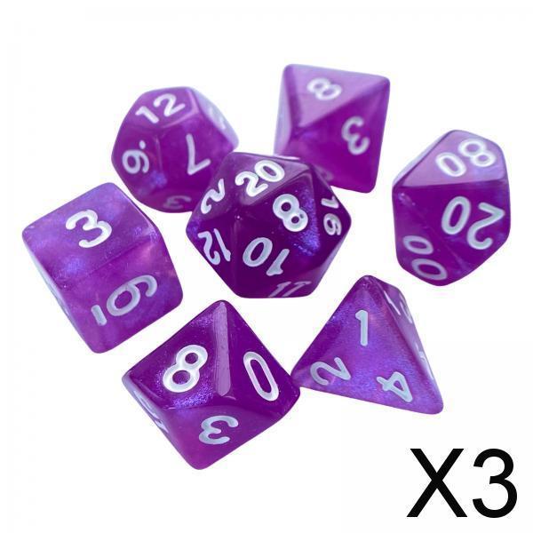 3x7 Pieces Polyhedral Dices Set Game Dices for Party Game Table Game Card Game Violet