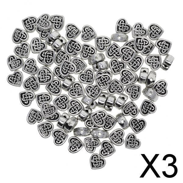 3x100pc Tibetan Silver Celtic Knot Heart Spacer Loose Beads Jewelry DIY Making