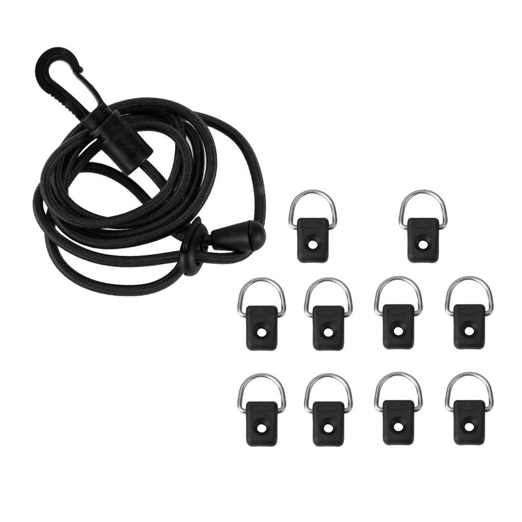10 Pieces Kayak D Ring Deck Fitting with Paddle Leash Boat Canoe Accessories