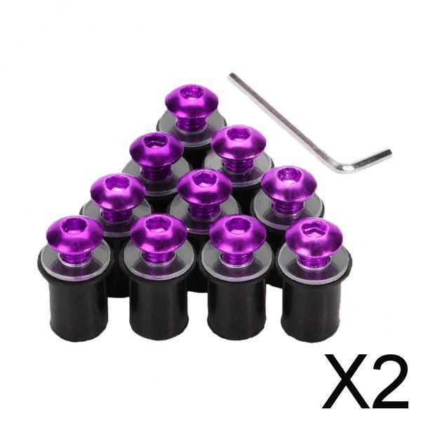 2x10 Pieces Universal Windscreen Windshield Bolts Screw Kit M5 5mm Bolt Purple