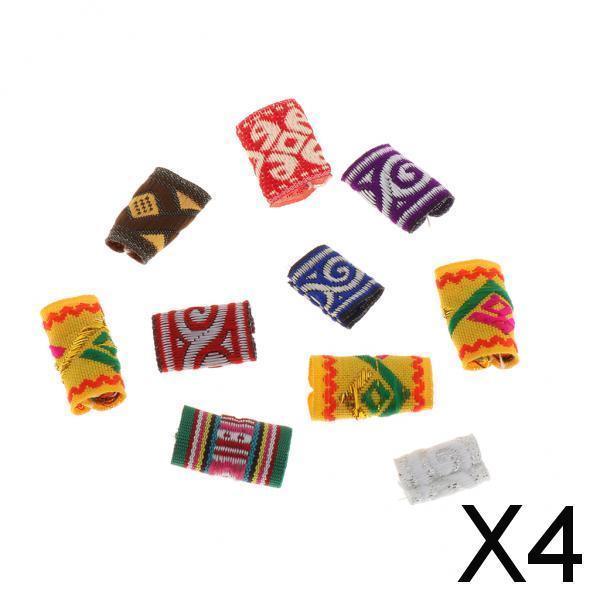 4x10x Knitted Hair Cuffs Dreadlock Beads For DIY Braids Beard Pendants Charms
