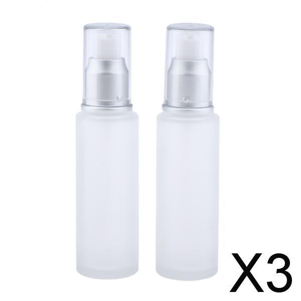 3x2Pcs Empty Glass Bottles Cosmetic Makeup Travel Lotion Containers 50ml Pump