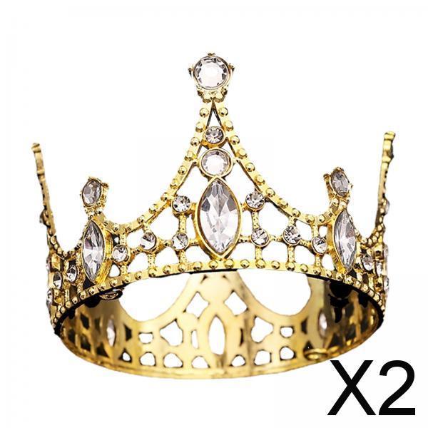 2xHairband Tiaras Modern Tiaras Headpieces for Themed Parties Wedding Birthday gold