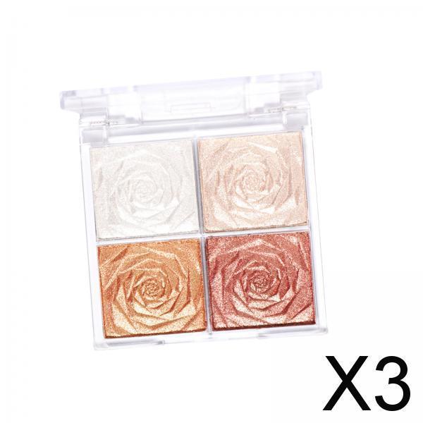 3xHighlighter Eyeshadow Palette Highly Pigmented Professional Smooth Girl Stytle B