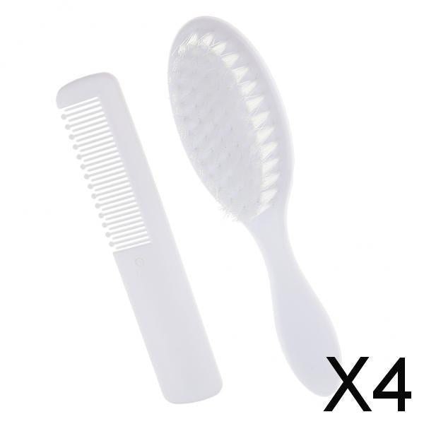 4x2PCS Safety Soft Baby Hair Brush Set Infant Comb Grooming Shower Design Kit