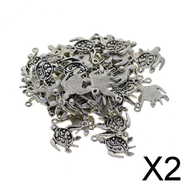 2x50pcs Tibetan Silver turtle tortoise charms pendants Jewelry Making DIY