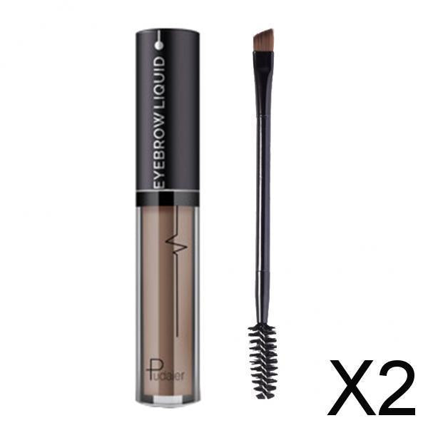 2xLong Lasting Smudge-Proof Tinted Liquid Eyebrow Defining Gel w/ Brush 4.5ml Brown