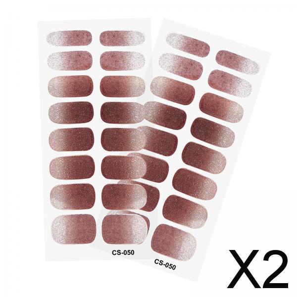 2x2Pcs Nail Stickers Press on Nails Glitter Nail Supplies for Home Nail Salons Style J