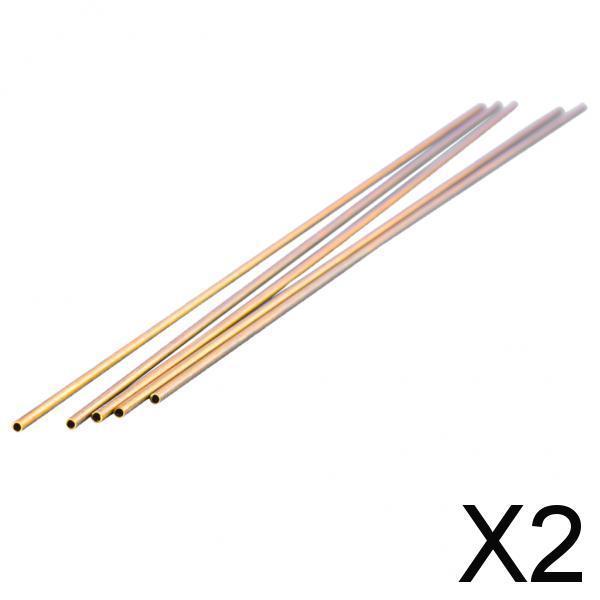2x5pcs Brass Tubes Brass Rods Round Copper Bar Metal Stick DIY 300mm C