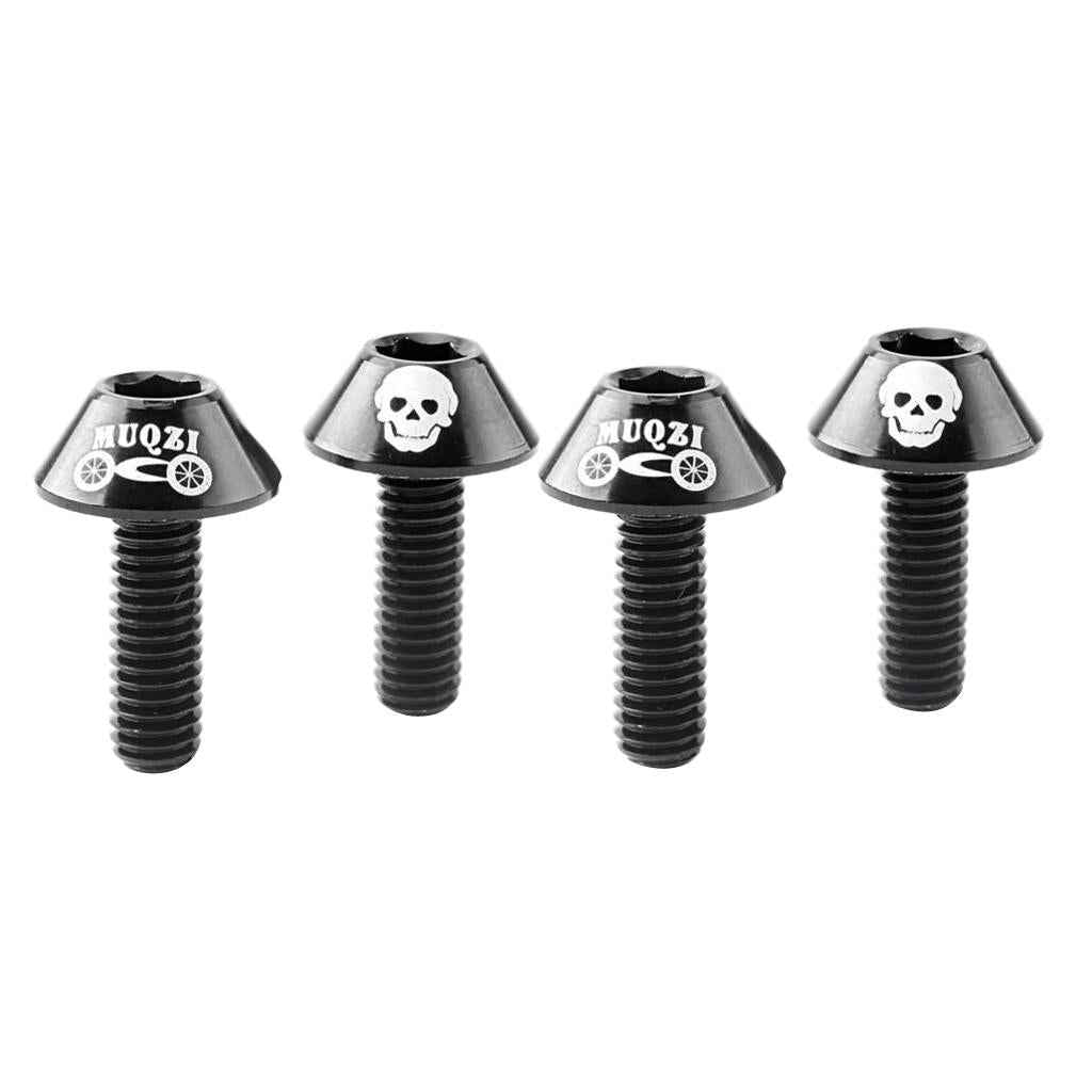 4x Lightweight Aluminium Alloy Bike Water Bottle Cage Bolts M6 Screws Black