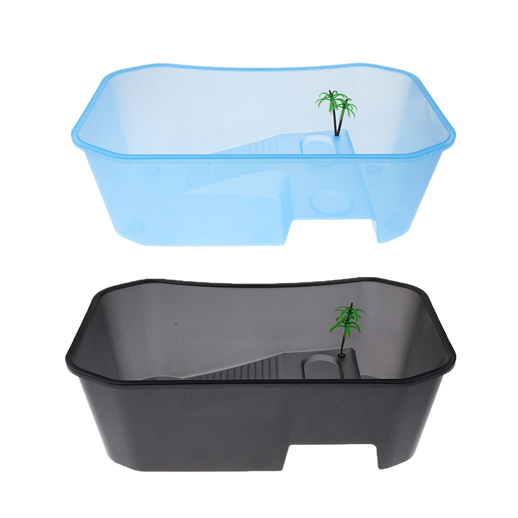 2x Plastic Reptile Terrapin Tortoise Turtle Tank Vivarium Feeding Box