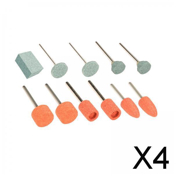 4xSet of 11Pcs Abrasive Mounted Stone Heads Set Accessories ,1/8 inch Shank