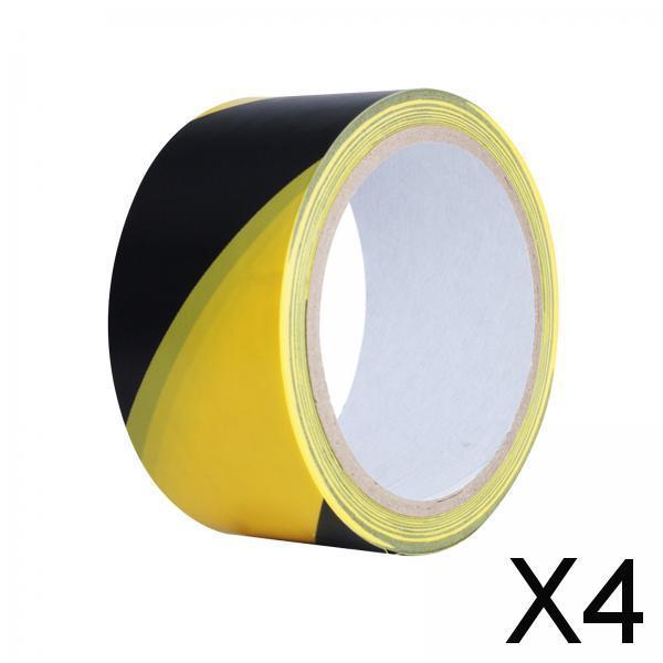 4xWarning Tape Hazard Warning Safety Stripe Tape for Floors Walls Construction black yellow 4.5cm
