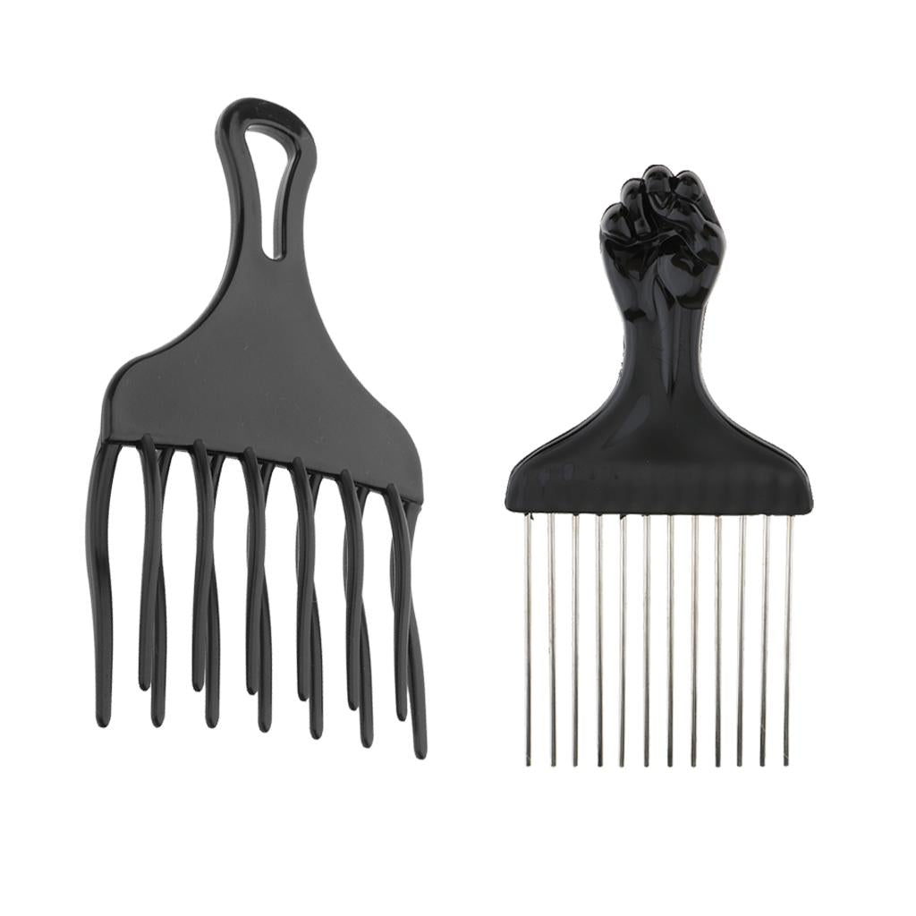 2 Pieces Afro Hair Pick Comb Detangle Wig Braid Styling Lift Hairbrush Tools