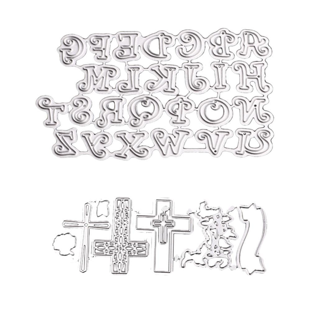 1 Sets Cross Theme and 1 Set Alphabet Style Cutting Dies Embossing Stencil