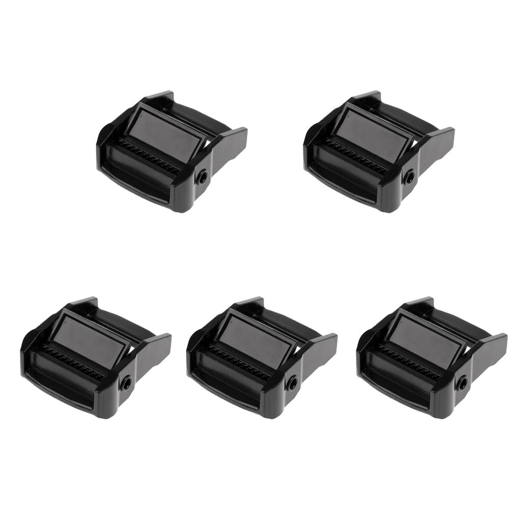 5 Pieces Cam Buckles for 38mm Webbing Luggage Cargo Kayak Board Surf Black