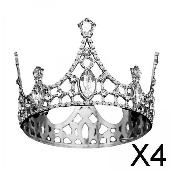 4xHairband Tiaras Modern Tiaras Headpieces for Themed Parties Wedding Birthday silver