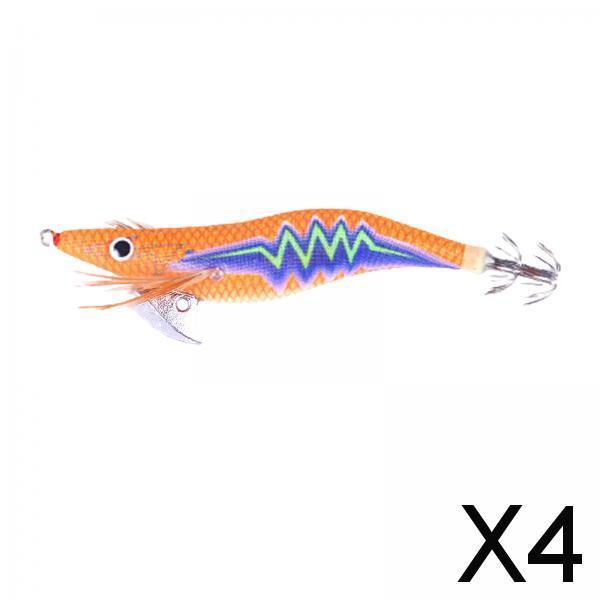 4xFishing Hook Fishing Baits Squid Jig Lures Fluorescent Durable Luminous Lure style B