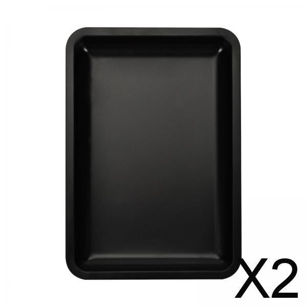 2xVanity Tray Stainless Steel Tray Nail Art Tools Tray for Wedding Table Party Black