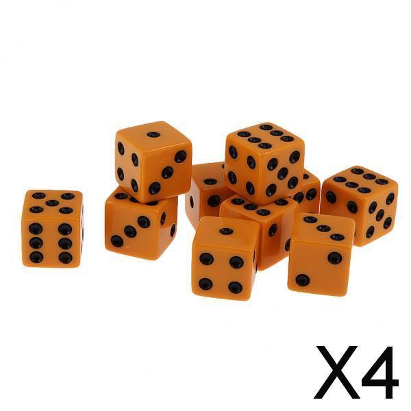 4xPack of 10pcs 18mm Six Sided D6 Spot Dice for D&D TRPG Party Game Toy Orange