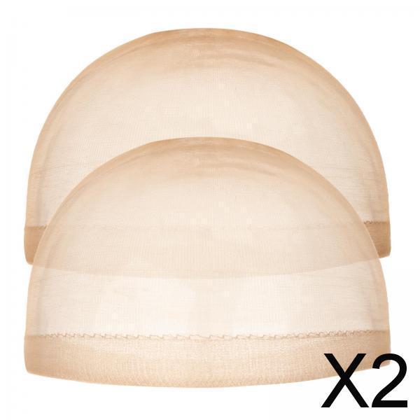 2xWig Cap Nylon Invisible Real Thin Bald Stocking Caps for Cosplay Women Brown