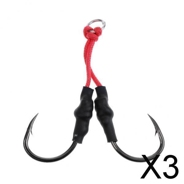 3xJig Hooks Fishing Hooks Barbed Hooks Assist Hooks in Solid Ring Saltwater 4