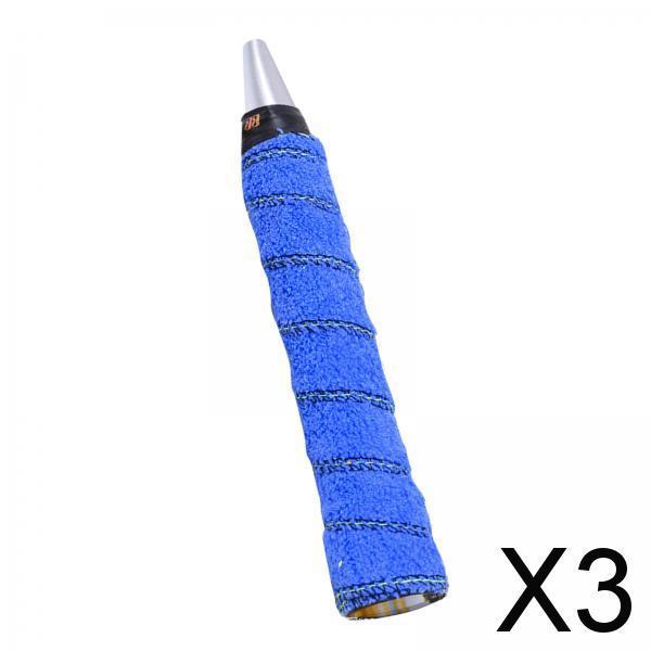 3xCotton Towel Tennis Badminton Racket Grip Wrap Tape Overgrip Non Slip Blue