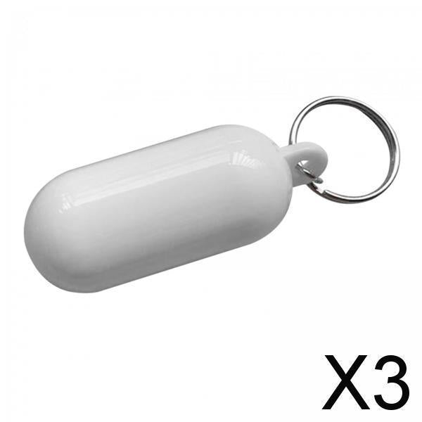 3xFloating Keychain Buoyant Key Chain for Outdoor Water Sports Rafting Fishing White