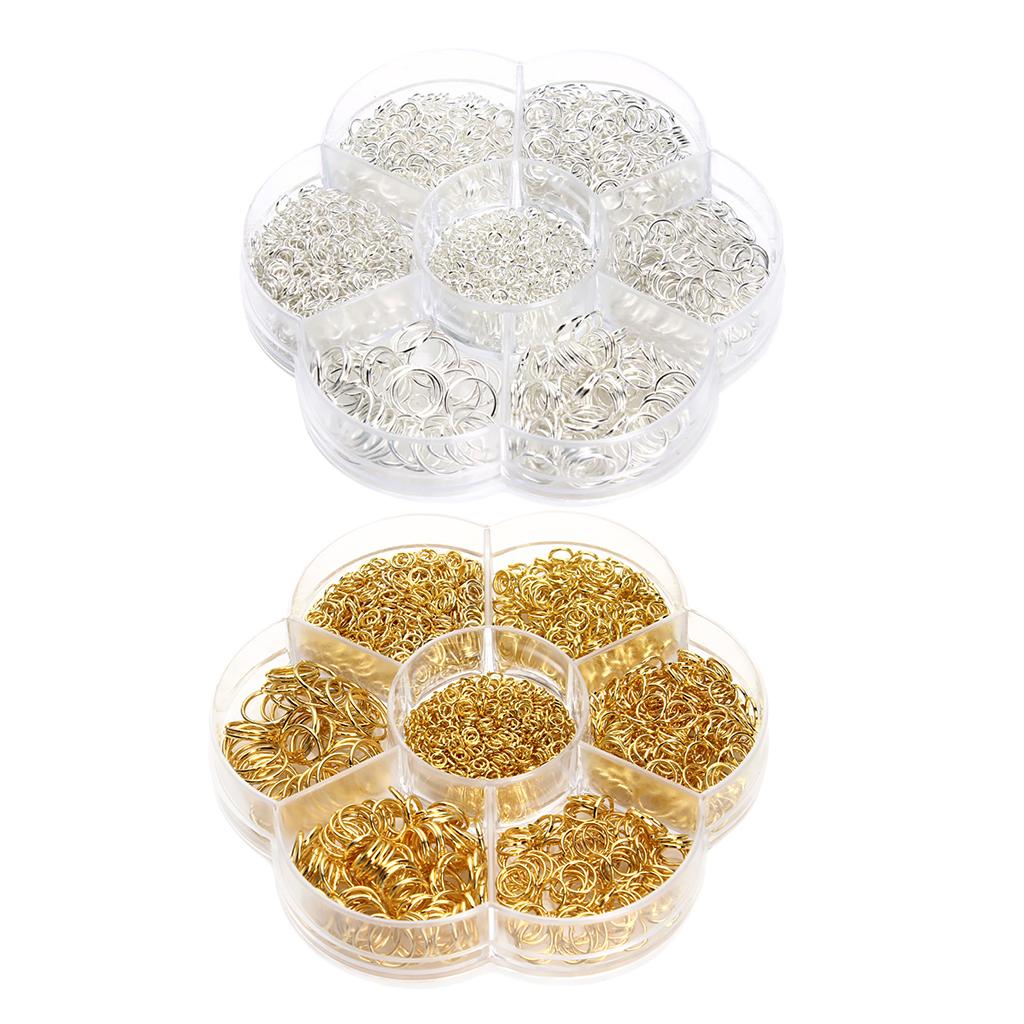 2 Boxes Mixed Size Iron Plated Jump Rings for Jewelry Making Gold & Silver