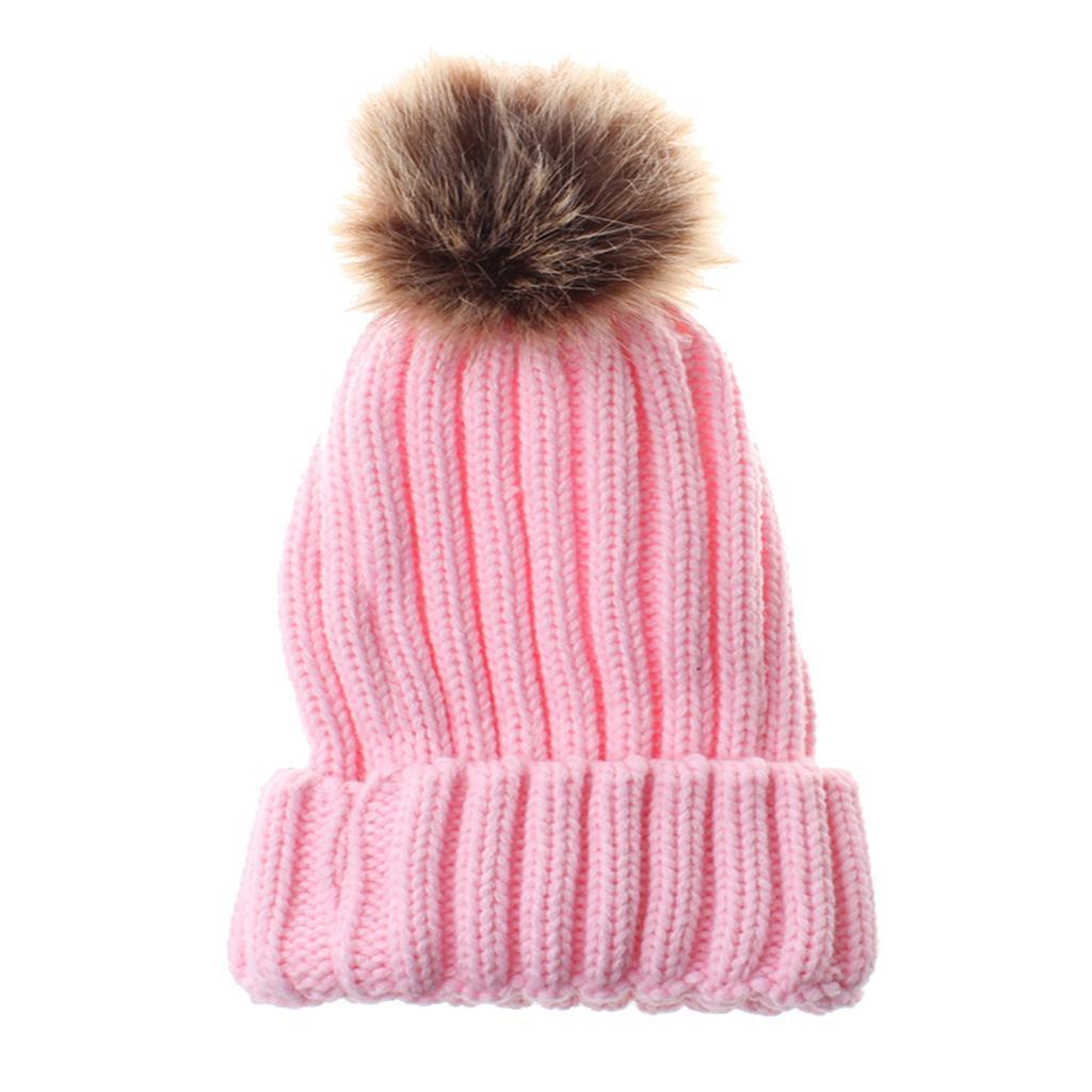 Cute Newborn Baby Girls Boys Winter Knitted Hats Warm Caps Beanies Pink