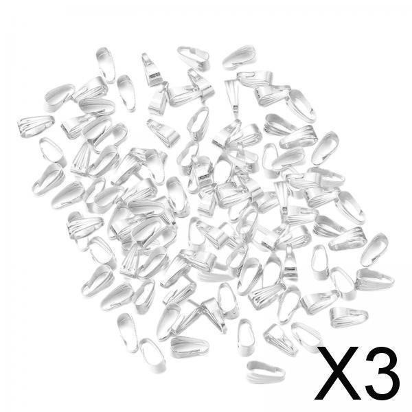 3x200x Pinch Bails Pendant Clasp Metal Connectors for DIY Craft Jewelry Making Light Silver