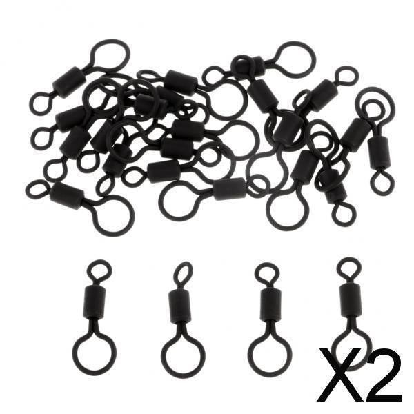 2x25pcs Carp Fishing Rolling Swivels with Long Body and Large & Small Eyes