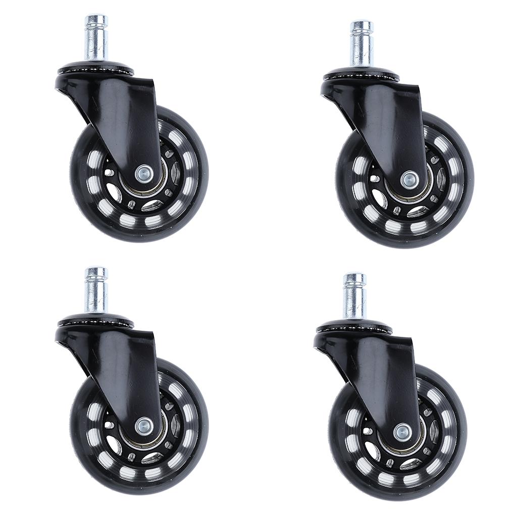 4Pcs 2.5'' Swivel Caster PU Wheels For Hardwood Floor Universal Replacement