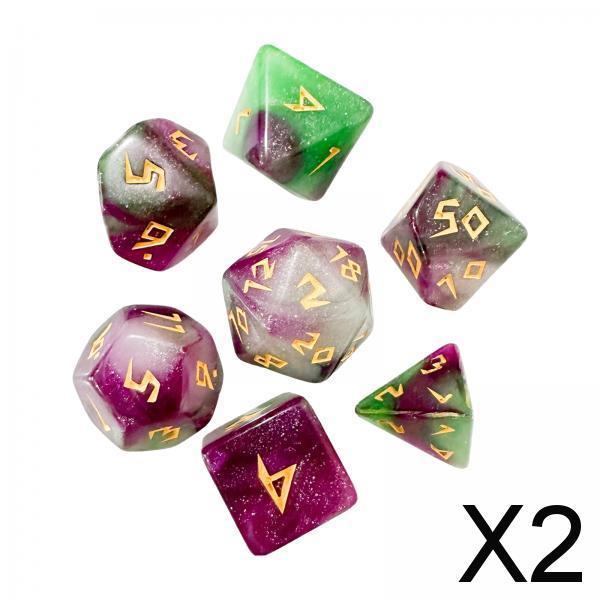 2x7Pcs Polyhedral Dice D4 D6 D8 D10 D12 D20 for Party Favors Role Playing Gift Style E