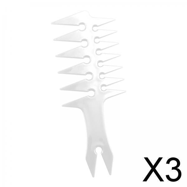 3xMen's Pompadour Hairstyling Combs Wide Tooth Fork Comb Retro Oil Head White
