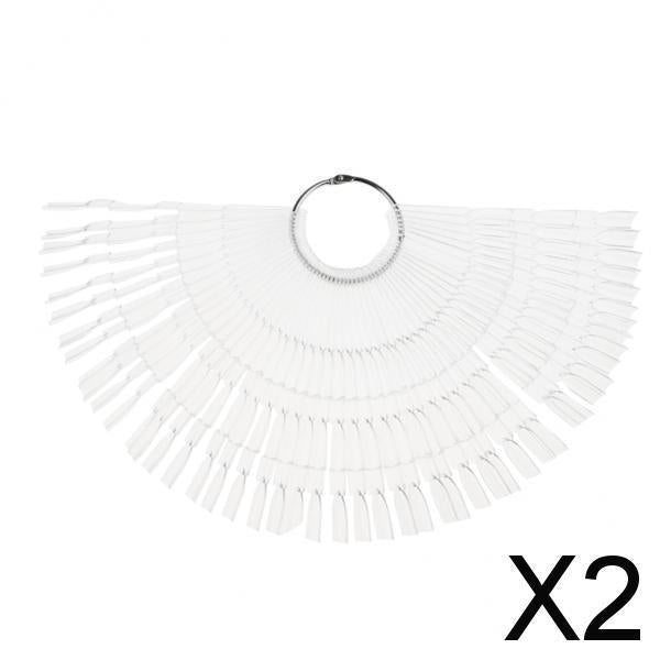 2x50 Piece Fan-Shaped False Nail Art Polish Gel Display Chart 150 Tips Clear