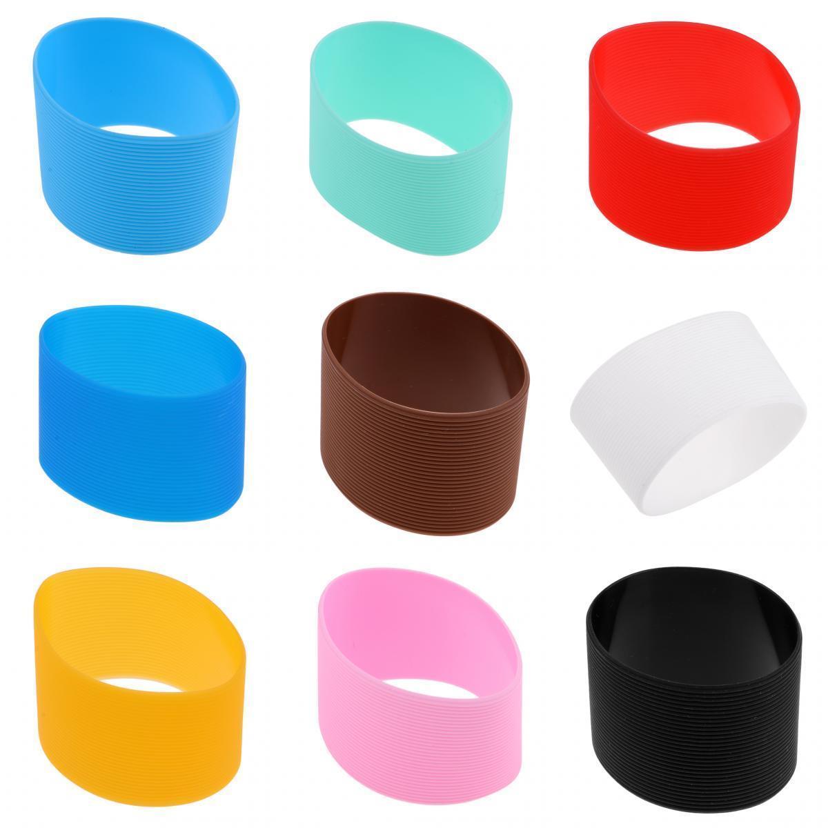 9Pcs Outdoor Silicone Heat Insulation Non-slip Water Bottle Mug Cup Sleeve