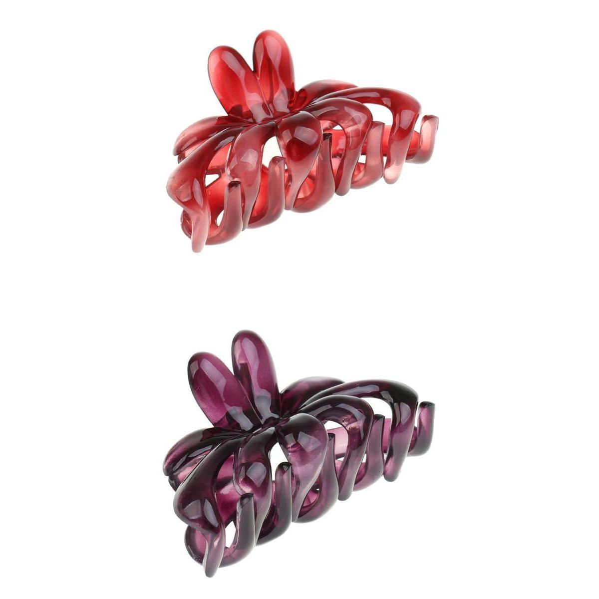 2pcs Simple Design Floral Gorgeous Color Acrylic Hair Claw Clip Accessories