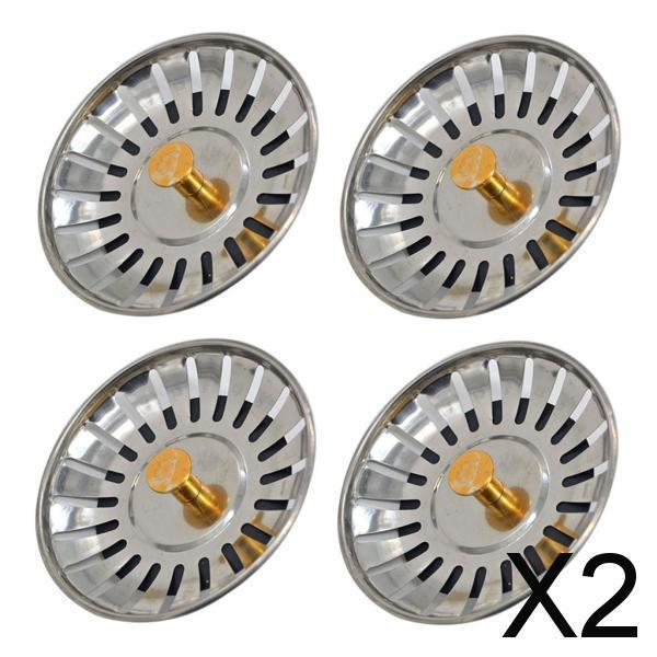 2x4Pack Stainless Steel Kitchen Sink Strainer Waste Plug Filter Drain Stopper