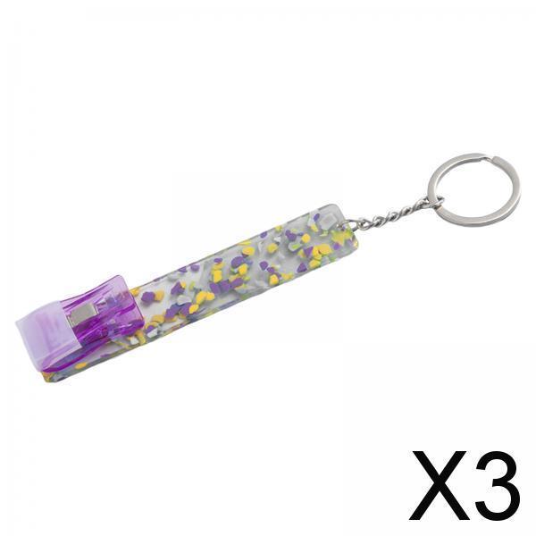 3xCredit Card Puller ATM Keychain Card Clip for Long Nails Picker Card Grabber Purple