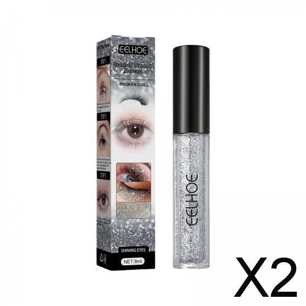 2xSparkling Diamond Glitter Mascara Easy to Remove Waterproof for Parties