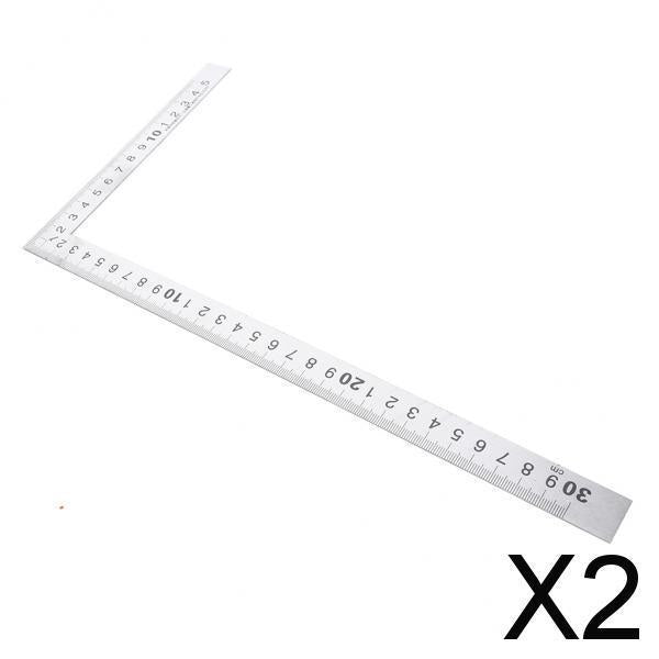 2xSquare Stainless Steel Measure Ruler Engineer Carpenter Woodwork Tool