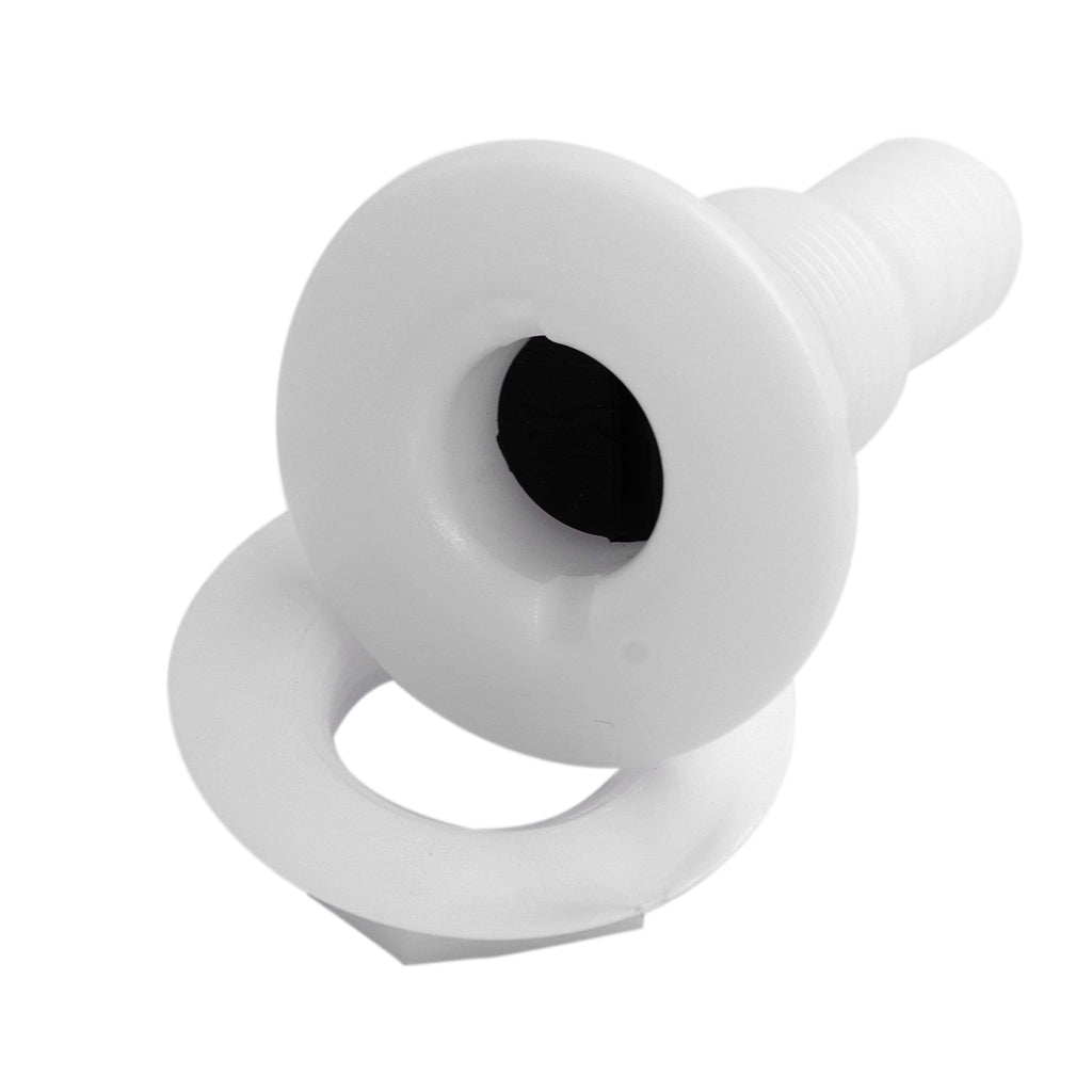 White Plastic Thru-Hull Bilge Pump and Aerator Hose Fitting for 3/4 Hose"