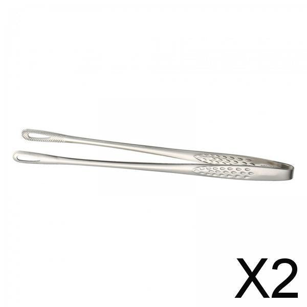 2xBBQ Tongs Salads Vegetable Clamp for Korean and Japanese BBQ Cooking Serving Small