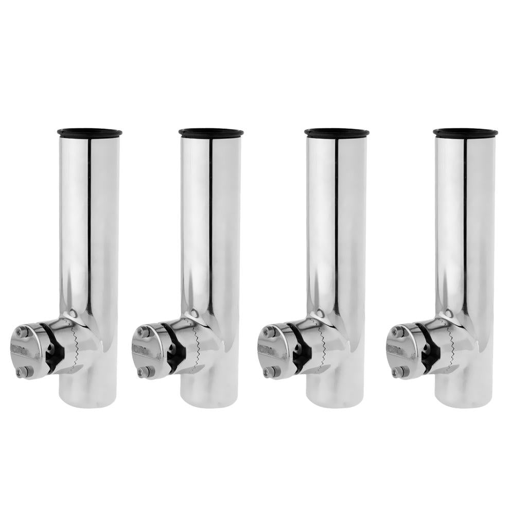 4Pcs Stainless Steel Boat Clamp On Fishing Rod Holder for Rails 1-1/4 to 2""