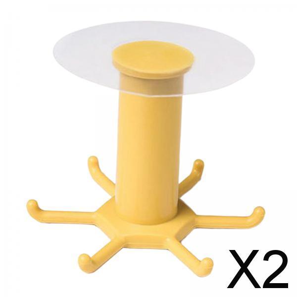 2xWall Mounted Utensil Holder Hook Kitchenware Storage Rack for Towel Spoon Yellow