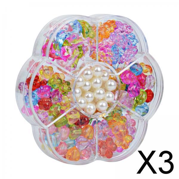 3xHandmade Bead Set Loose Spacer Beads for Necklace Jewelry Making Girl Toy Clear Color